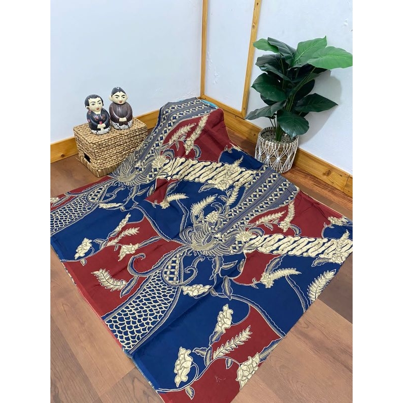 Batik Cabut Kain Kain Premium motif merak biru merah