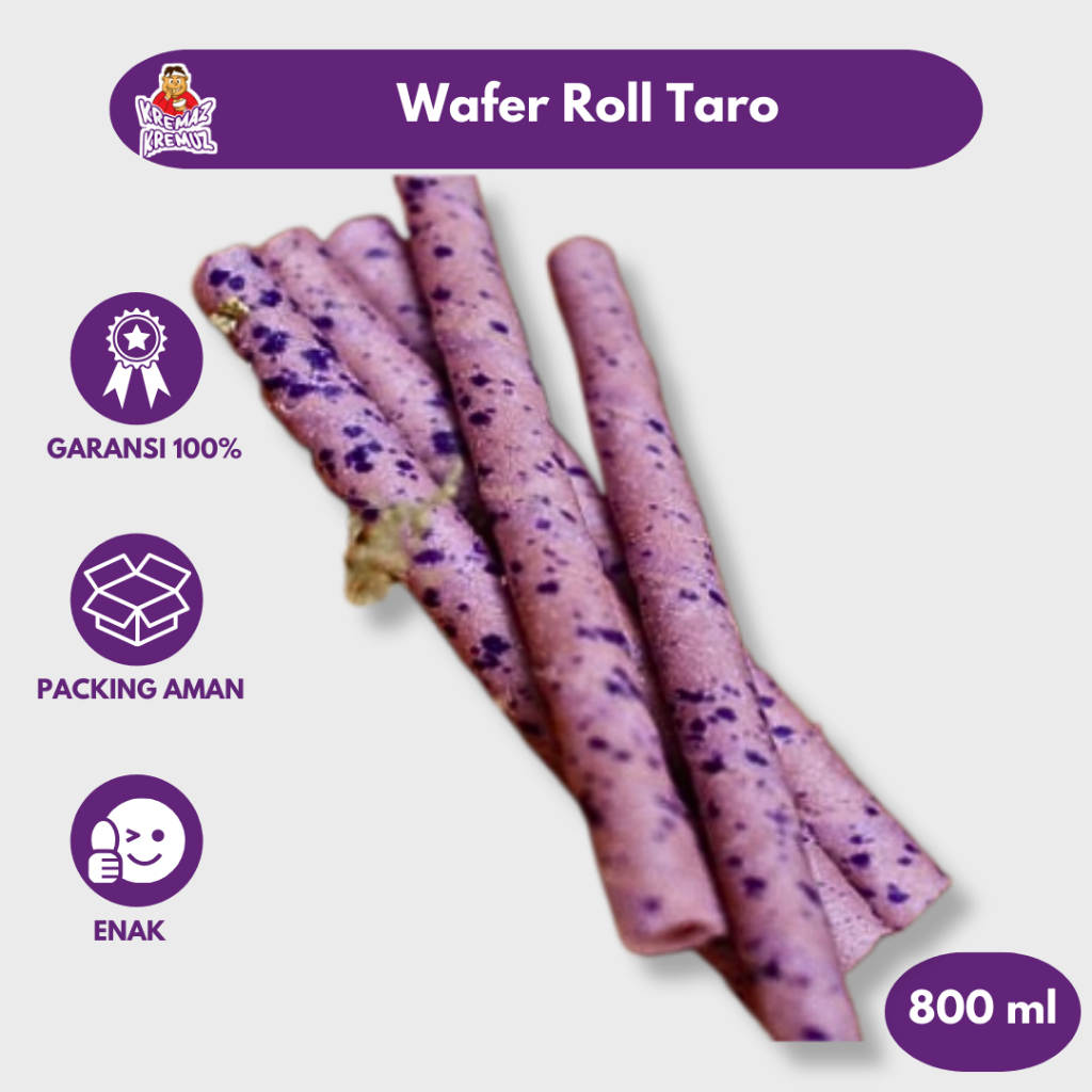 Wafer Roll Rasa Taro Kemasan Toples 800ml