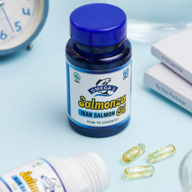 SALMONZA OIL 60 kapsul Minyak Ikan Salmon Oil  With Omega 3 Fish oil 1000mg (BPOM)
