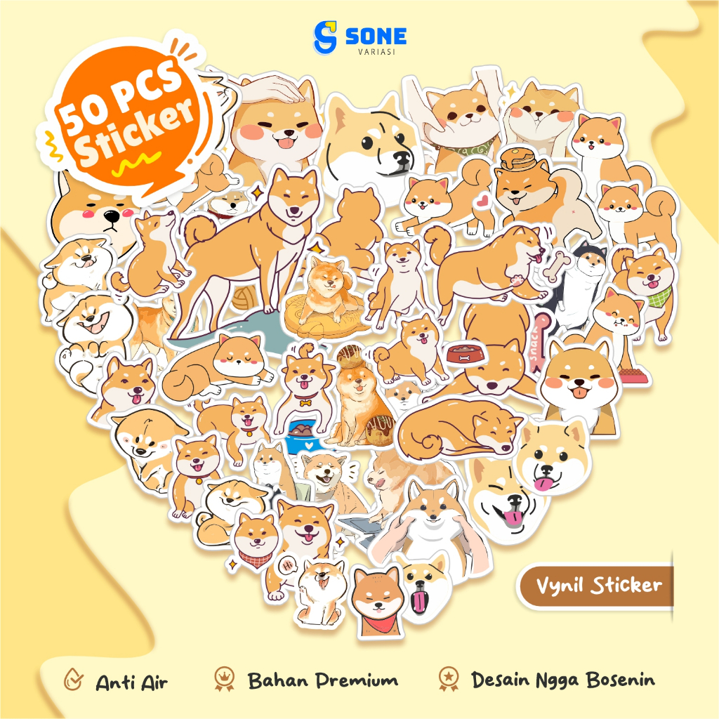 

Stiker Shiba Inu Paper Vinyl Waterproof Sticker Kartun Lucu Buku Jurnal Koper Casing Phone