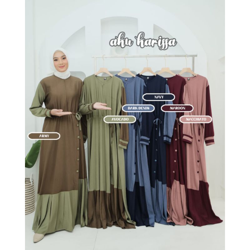 Melisa Dress Ori Aku Karissa Terbaru 2021 Gamis Dress Polos Berlabel Aku Karissa Gamis Kerah Fashion