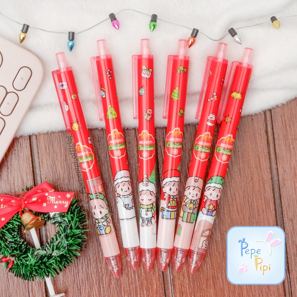 

Pena Mekanik Natal Senmu Chirstmas Pulpen Cetek Tinta Hitam Pen Bolpen Bolpoint Lucu