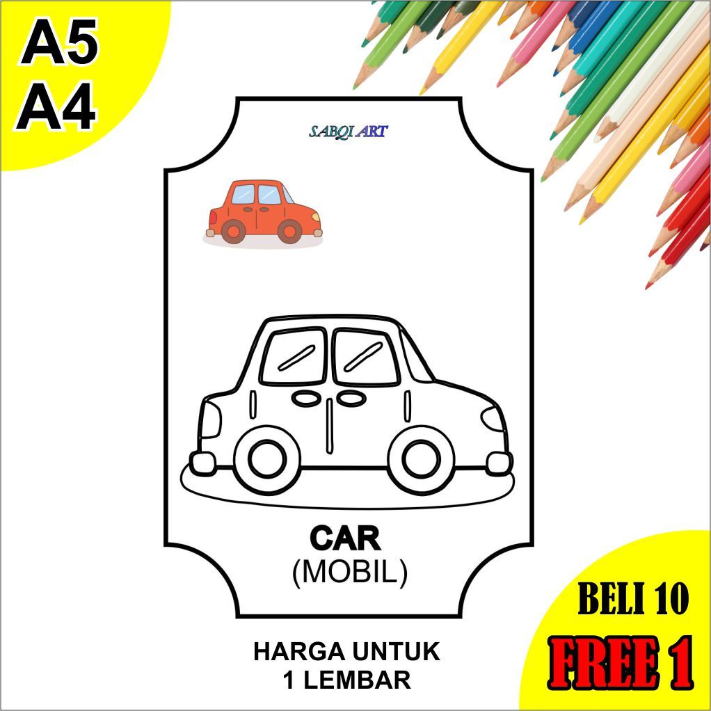 

kertas mewarnai anak gambar mobil
