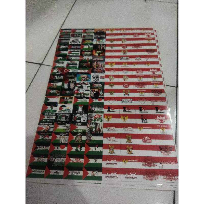 

1lembar stiker pipi palestine&indonesia dalam 1lembar isi 162 kotak