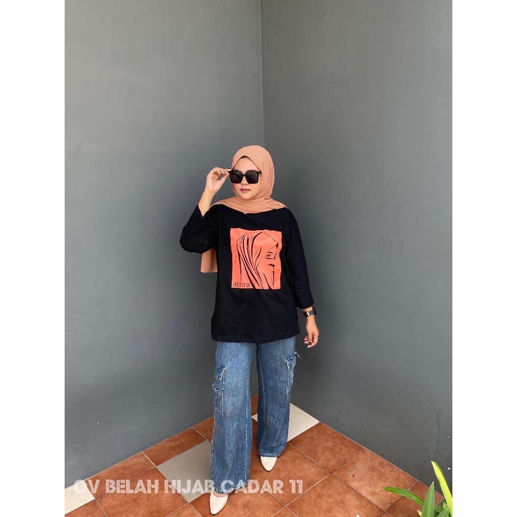 Aldira Kaos Oversize Wanita Hijab Kekinian / Kaos Wanita / Baju Oversize