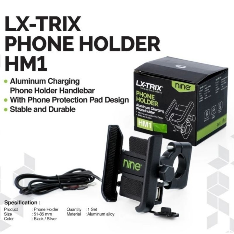 Phone Holder Motor USB Charger | Holder HP Handphone Stang Nine LX-TRIX HM1 CB PCX ADV Beat Street X