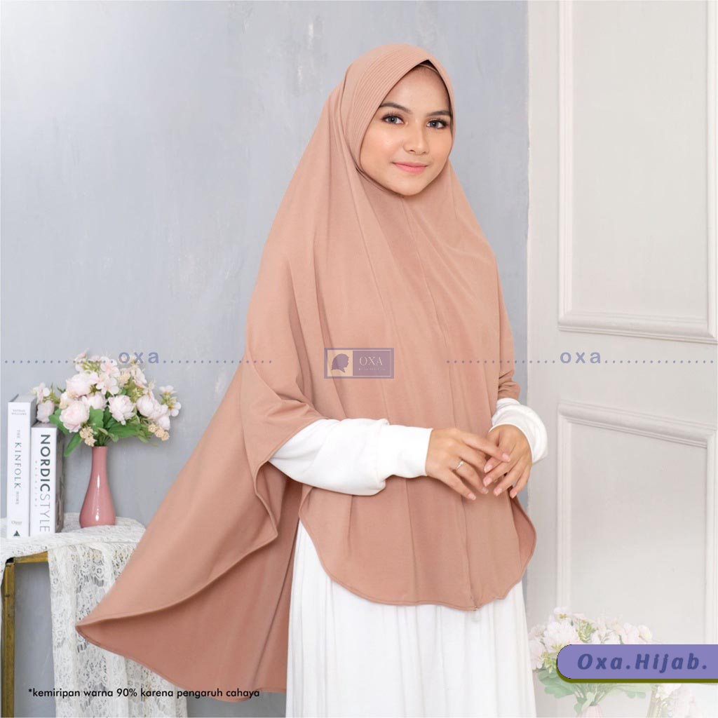 Bergo Instan Jumbo Syari Penguin Oval Jersey Spandek Premium XXL