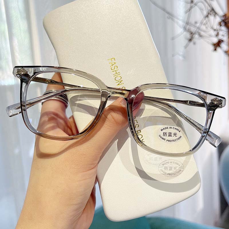 Viendo Kacamata Minus Photocromic Anti Radiasi Blueray Bluecromic Wanita Pria Cowok Korea TR90 Frame Antiradiasi Kecamata Sinar Matahari UV400 Potocromic Fotocromic Kaca Mata optik Komputer HP-Grey