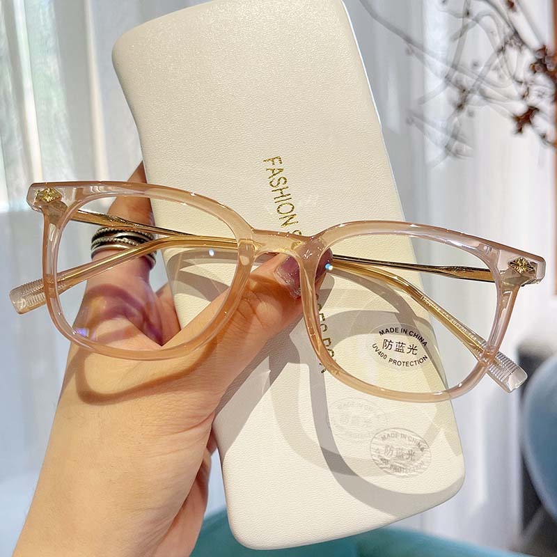 Viendo Kacamata Minus Photocromic Anti Radiasi Blueray Bluecromic Wanita Pria Cowok Korea TR90 Frame Antiradiasi Kecamata Sinar Matahari UV400 Potocromic Fotocromic Kaca Mata optik Komputer HP-Jelly Brown