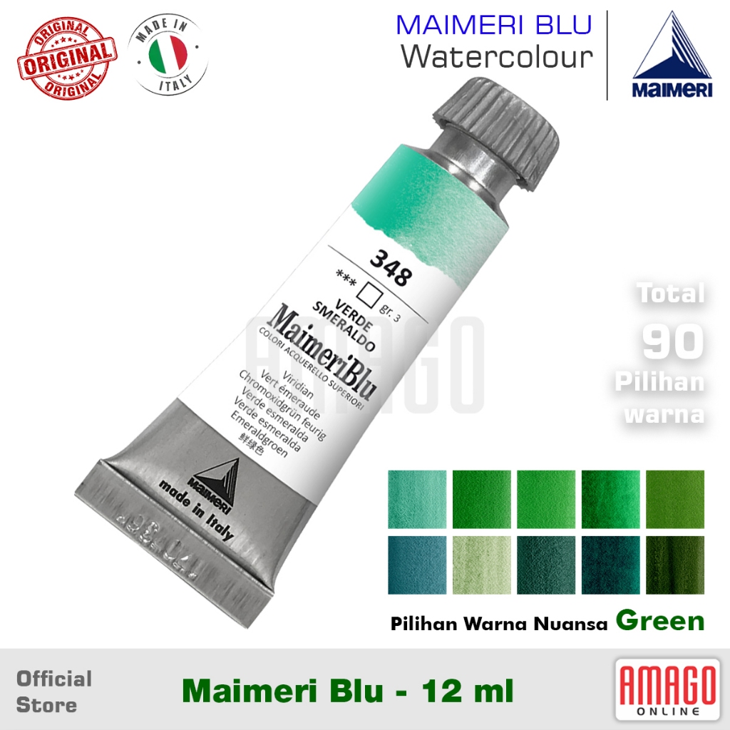 

MAIMERI BLU Watercolour - Cat Air Lukis Profesional - 12 ml - Pilihan warna nuansa Green