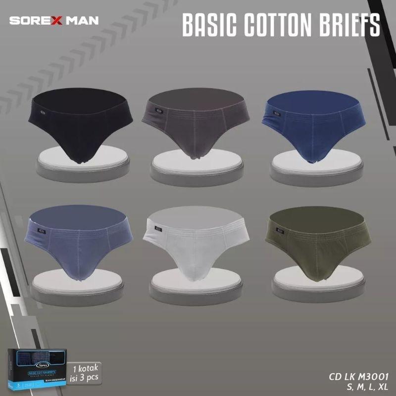 SOREX CD LK 3001 | CD Celana Dalam Segitiga Pria100% Cotton  [ 1 Box isi 3 ]