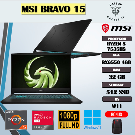 MSI BRAVO 15 RYZEN 5 7535HS AMD RX6550 4GB 32GB 1TB 15.6FHD IPS