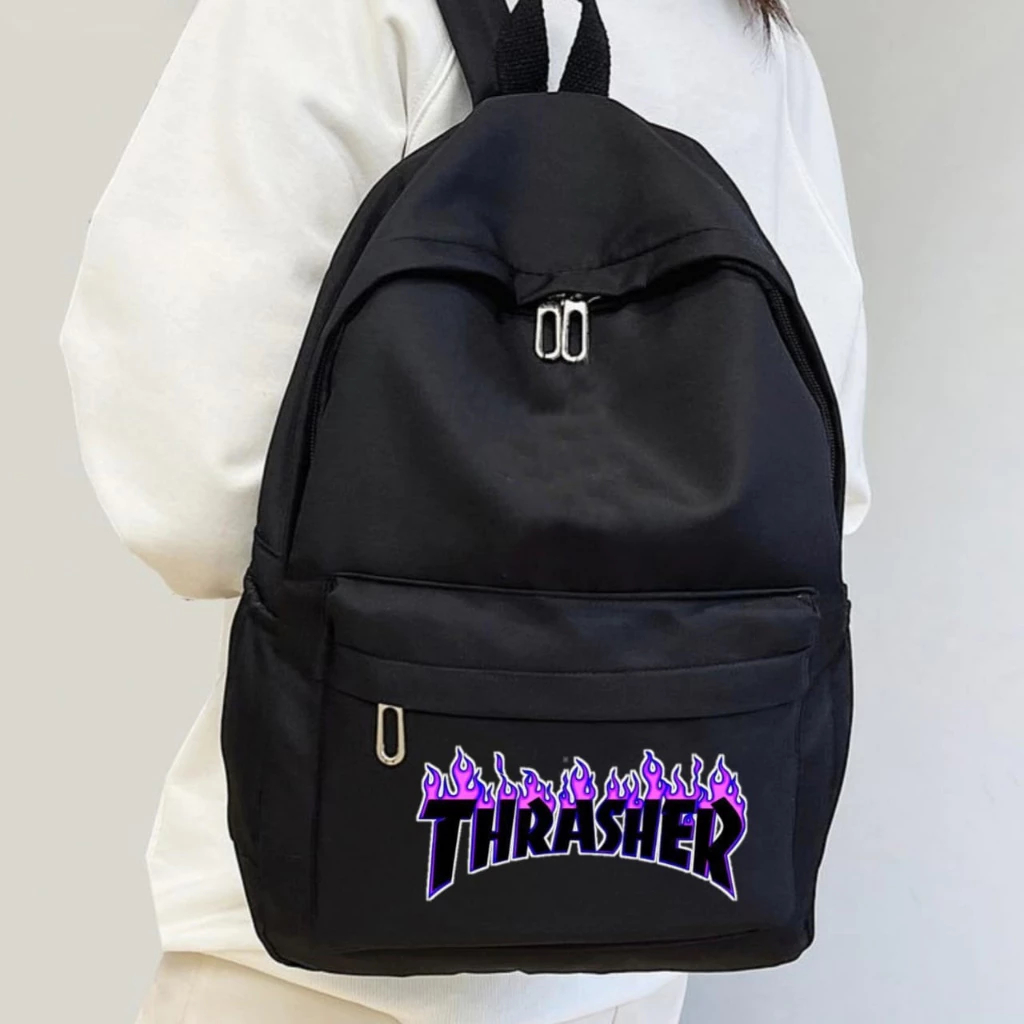 Tas Ransel Distro Original / Tas Backpack Unisex Keren Style 2023 / Tas Motif Thrasher Kekinian