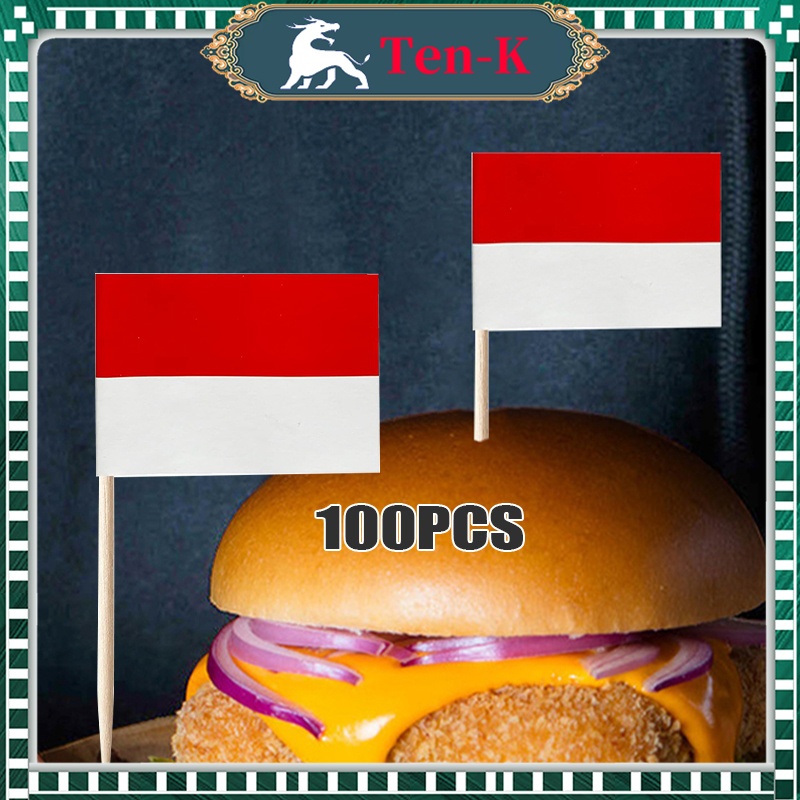 Tusuk Gigi Bendera 100pcs Topper Tusuk Gigi Indonesia Topper Bendera Merah Putih