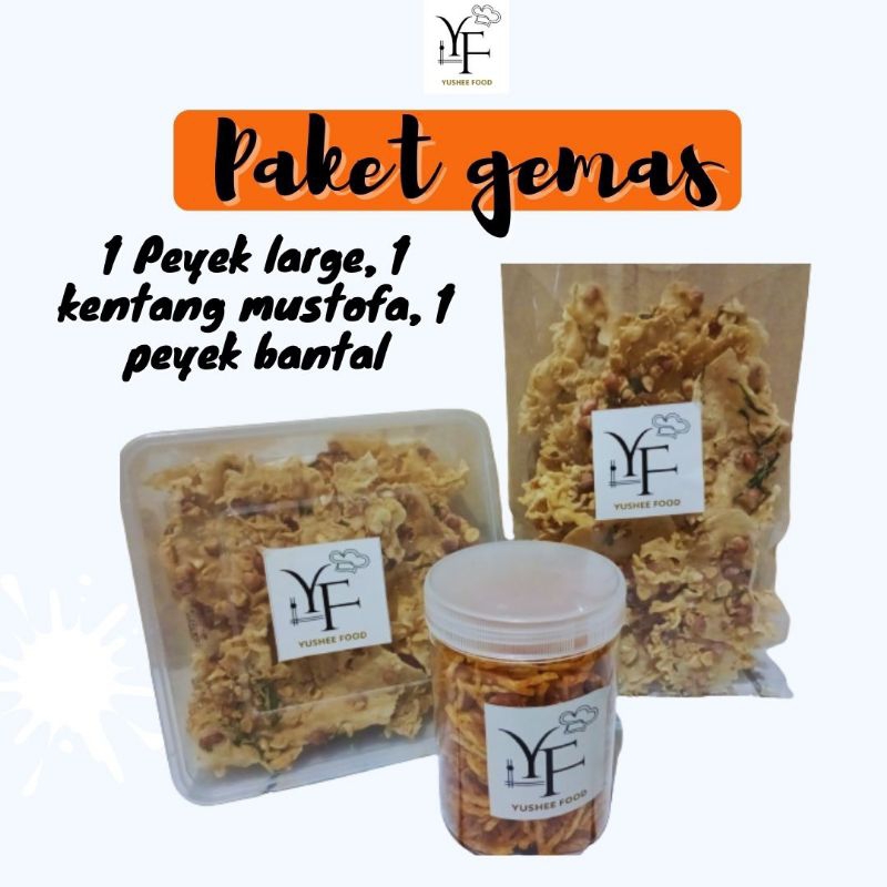 

Bundling Peyek Ukuran Large Free 1 Toples Kentang Mustofa dan Peyek Kacang Kemasan Plastik Kaca