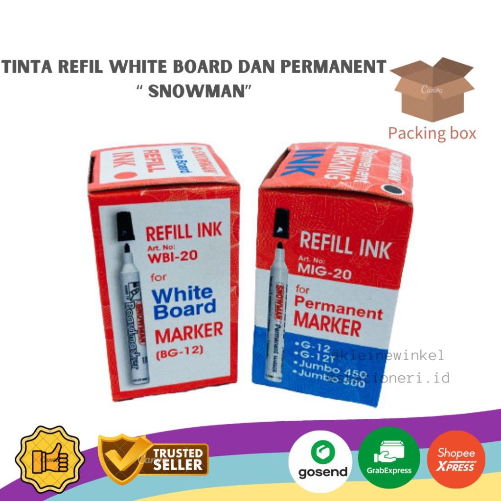 

Refill Tinta Spidol Permanent & White Board SNOWMAN WBI-20