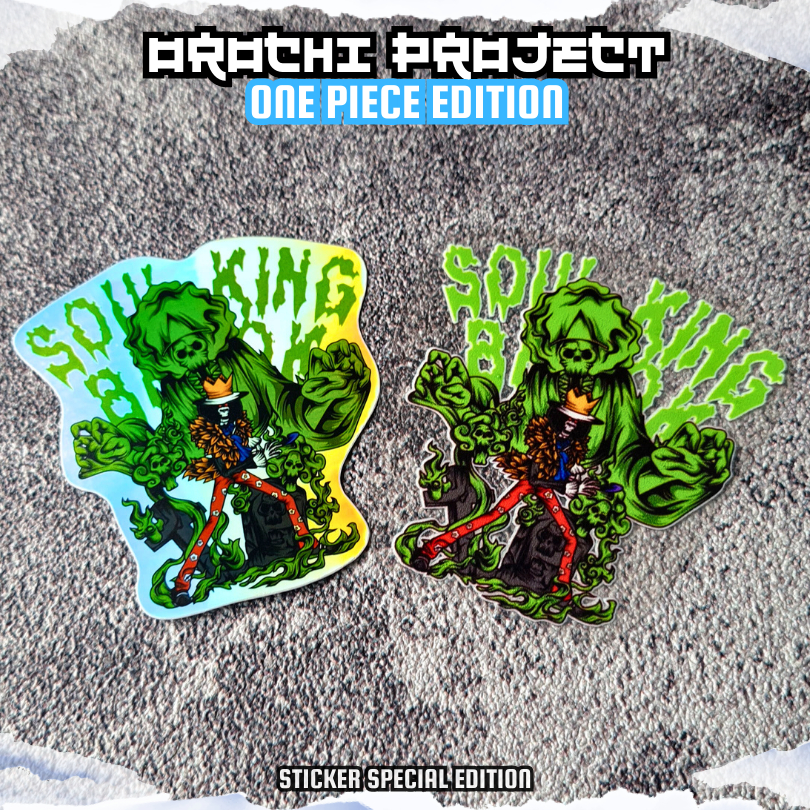 

Sticker Stiker Anime Brook Soul King One Piece Hologram DTF UV Anti Air HP Laptop Tumbler Motor Helm