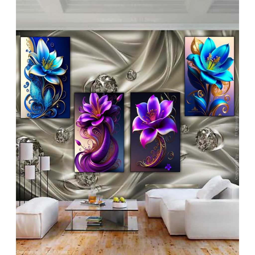 BOMAL....HIASAN DINDING RUANG TAMU MOTIF BUNGA TERLARIS/HIASAN DINDING RUANG KAMAR POSTER KAYU PAPAN