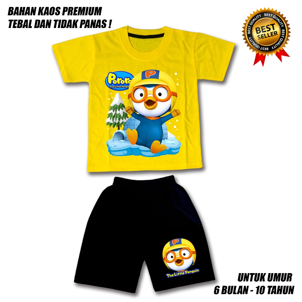 SETELAN ANAK LAKI LAKI PORORO CELANA HITAM BAHAN PREMIUM / SETELAN ANAK LAKI LAKI 0-10 TAHUN / BAJU 