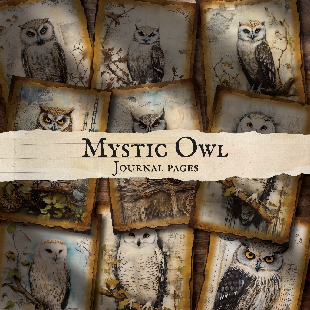 

MYSTIC OWL - JOURNAL PAPER - WALL DECOR - DECOR PAPER VINTAGE