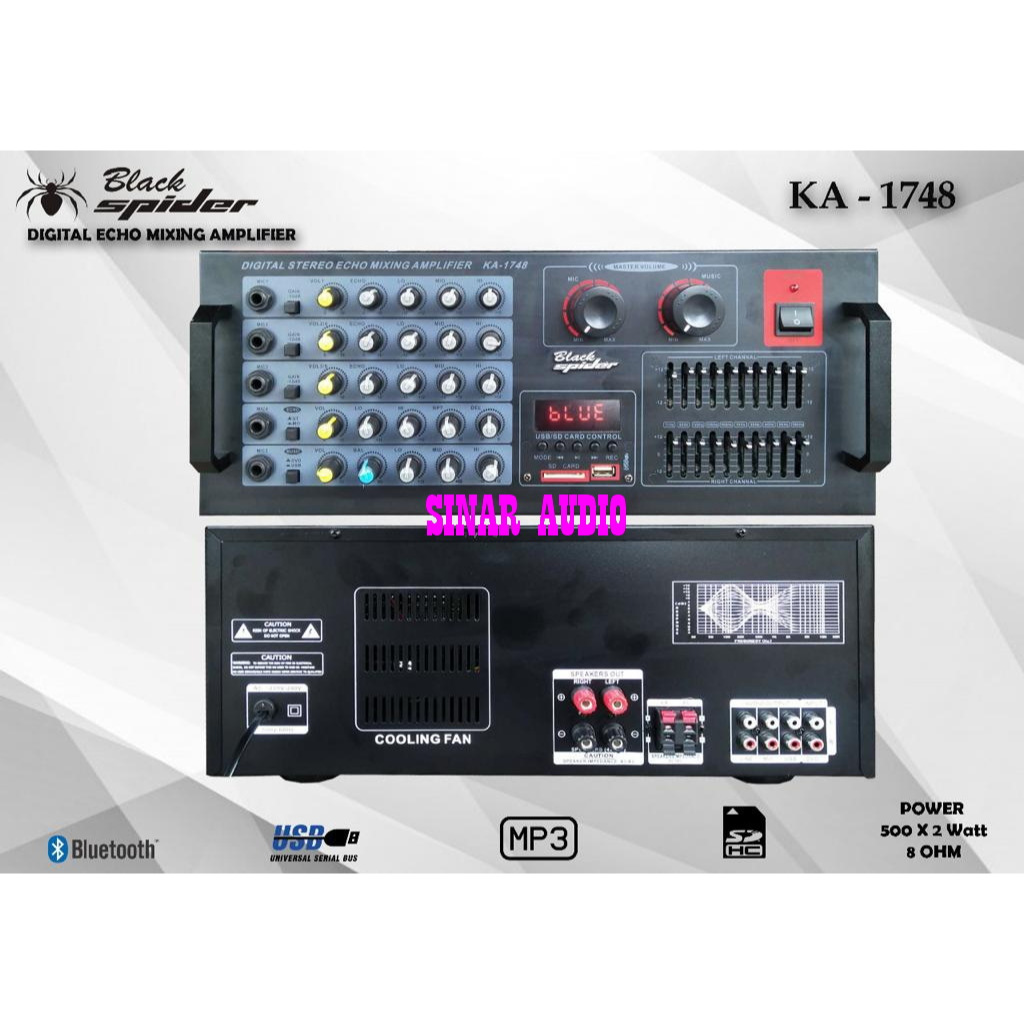 Amplifier Black Spier KA1748 Ampli Karaoke Blackspider KA 1748