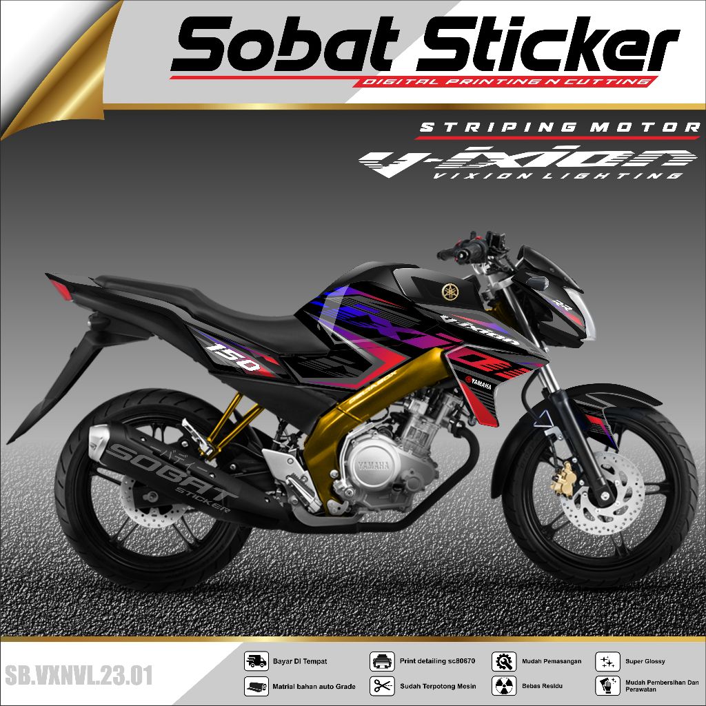 Stiker Striping Vixion NVL / Sticker Striping Lis Variasi New Vixion Lighting Sticker Striping Lis V
