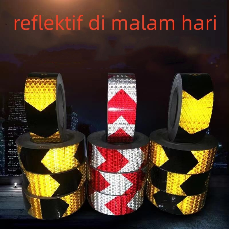 Sticker Stiker Reflektive Tape - Stiker panah kuning hitam - Sticker Reflector Pemantul Cahaya  Lebar:5cm7.5cm10cm