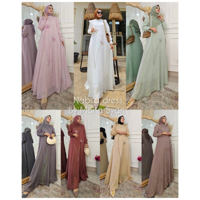 NABILA DRESS MONA SYARI BY ME GAMIS POLOS DRESS WANITA TERBARU ORIGINAL MONA SYARI