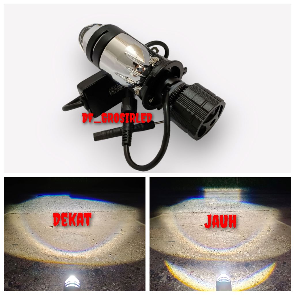 Lampu utama led rtd m01x mini projector h4 projie cut off motor mobil