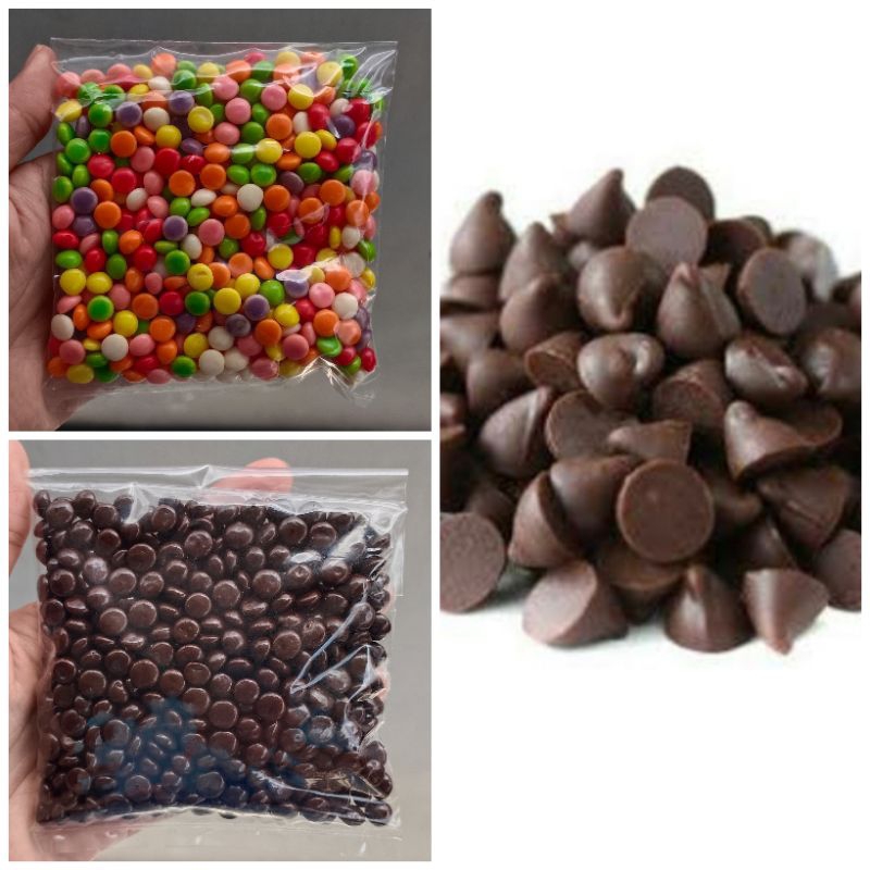 

100gr Choco chips 1/2 bulat dan choco chip lancip - chocochip - chocochips - butiran coklat - coklat biji