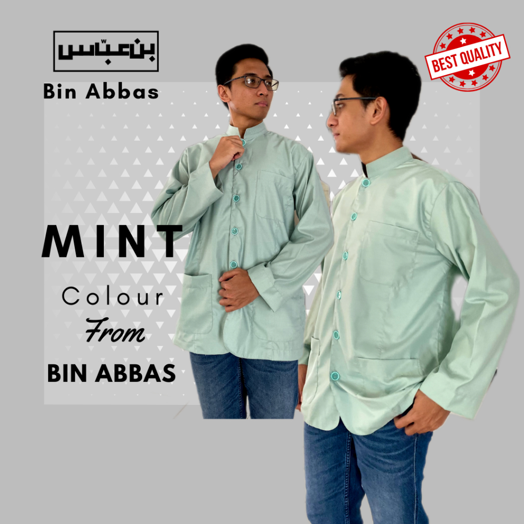 Baju/kemeja Koko Yamani Habaib/hadramaut bin abbas jumbo Hijau Mint