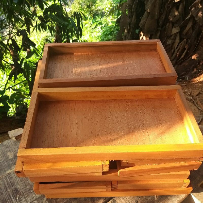 Nampan kayu jati alas triplek 40x20x3cm sudah di plitur doff