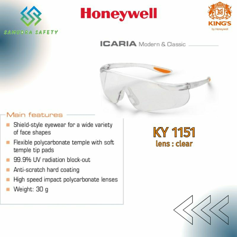 Kacamata Kings by Honeywell || Kacamata safety Kings KY 1151 || Original 