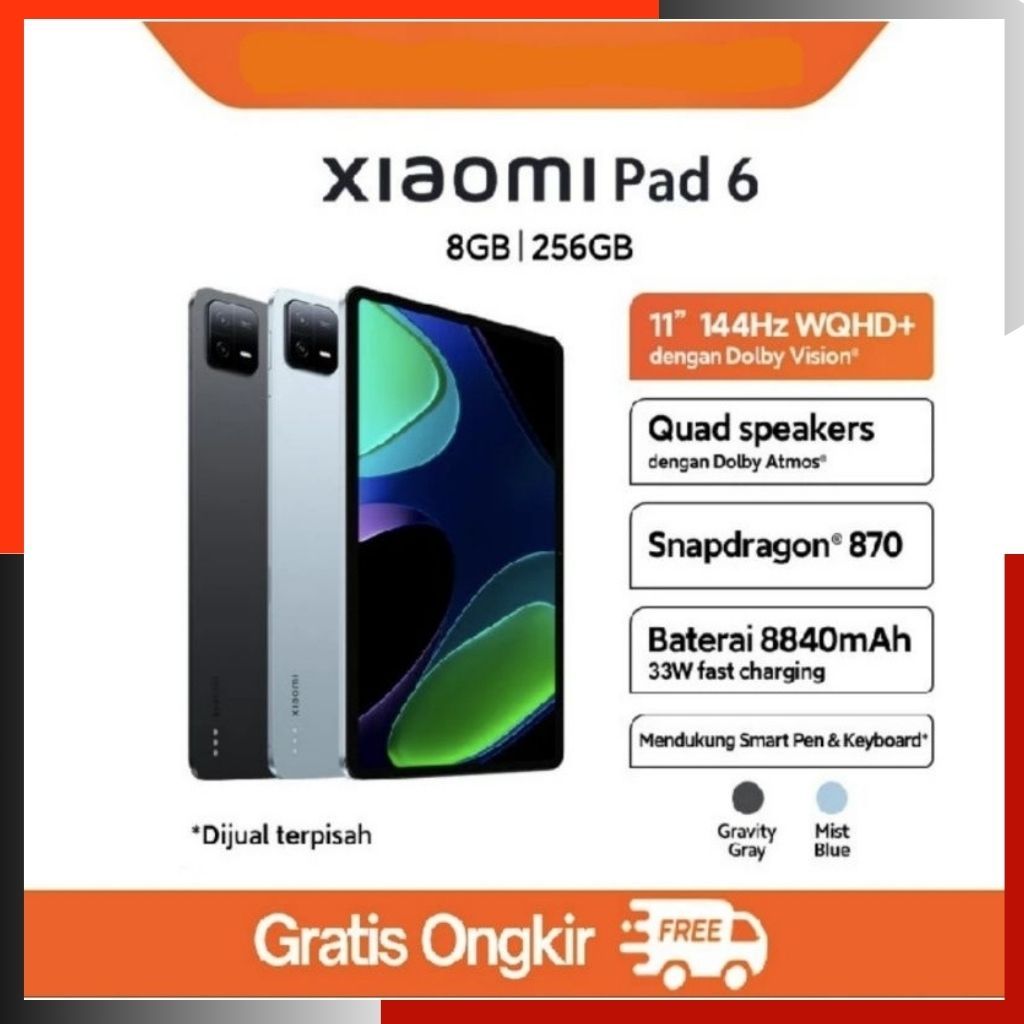 Xiaomi Pad 6 [8/256GB] Snapdragon 870 Garansi Resmi Indonesia