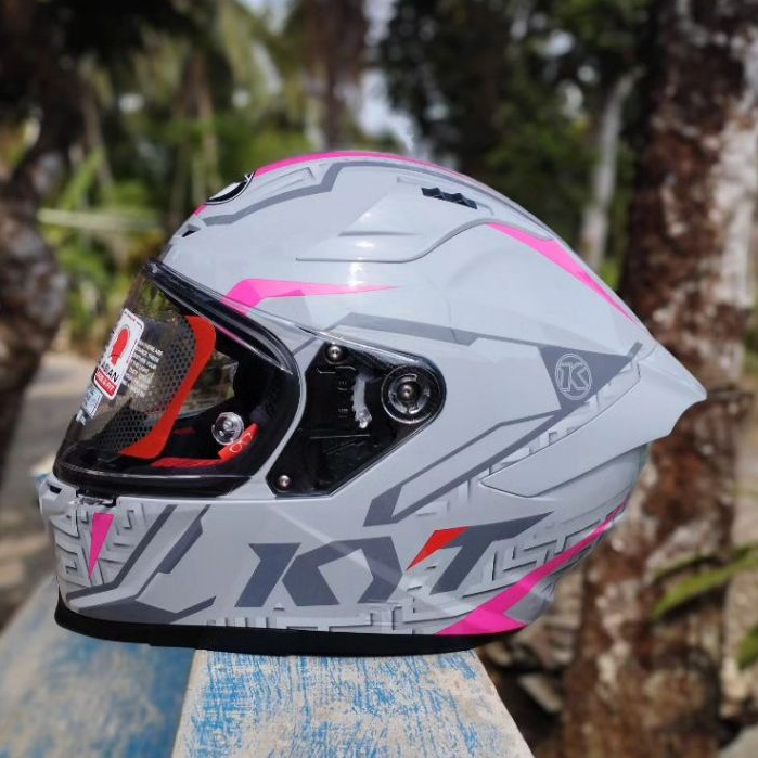 Helm KYT Striker Motif #2 Maze Asphalt Grey Fuxia Gloss Warna Abu Pink Glossy Original