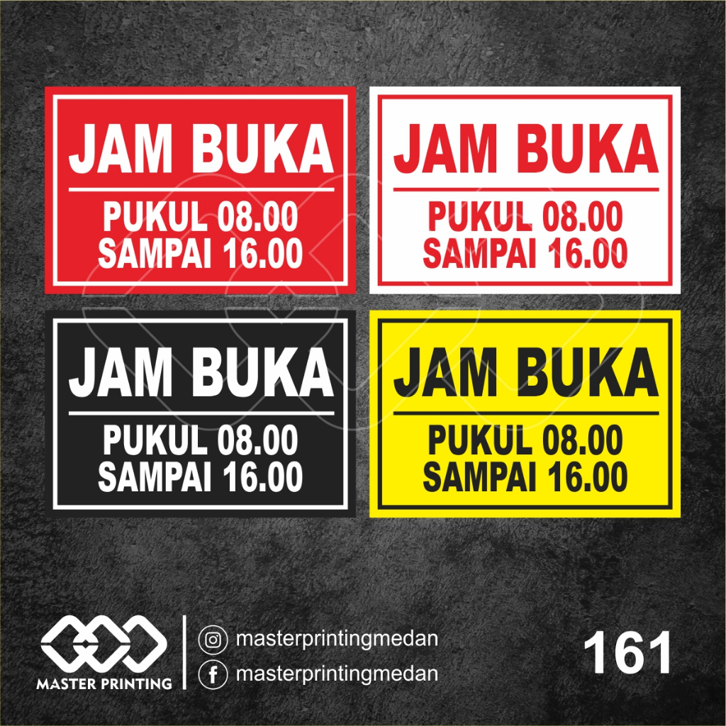 

161 - Stiker Jam Buka Kantor, Toko atau Warung, Sticker Vinyl, Tahan Air, Termurah, dan Bisa Custom