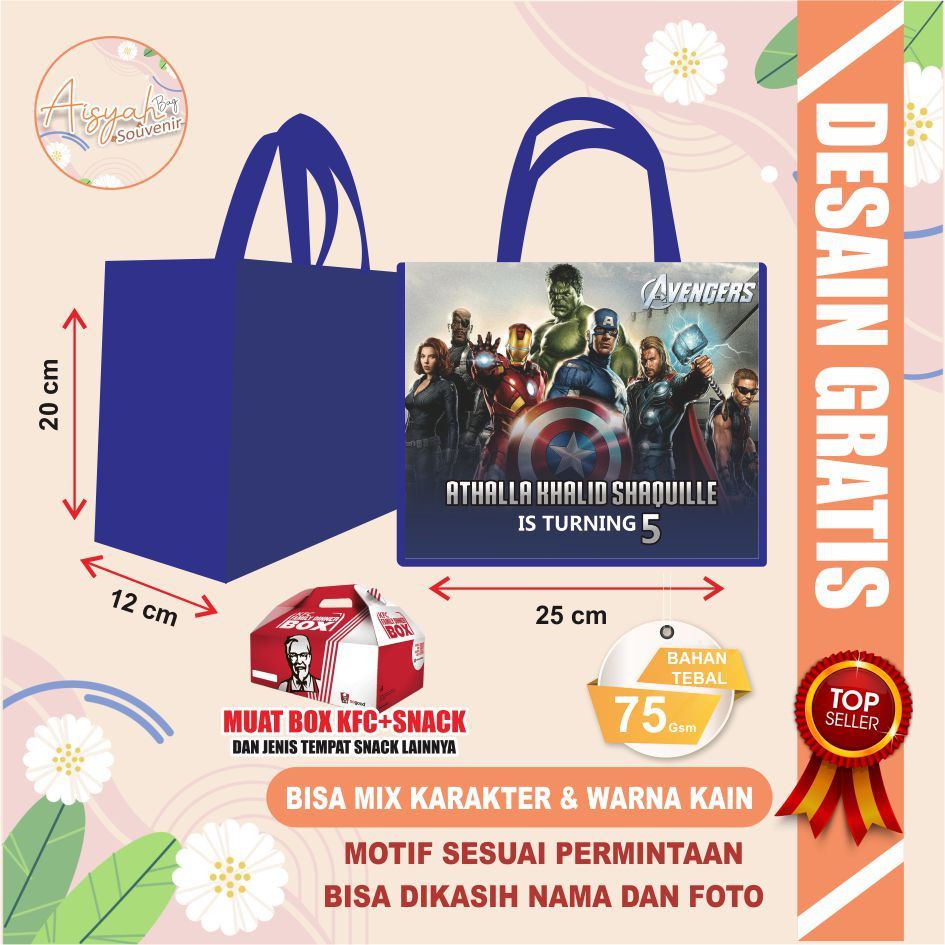 

TAS ULTAH AVENGER / AVANGERS /TAS ULANG TAHUN / TAS SOUVENIR ULTAH / TAS BINGKISAN