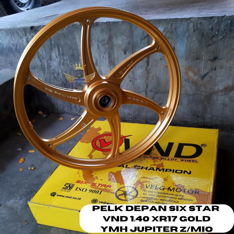 Velg Pelk Depan VND Sixstar 140XR17 Ymh Jupiterz Mio Gold