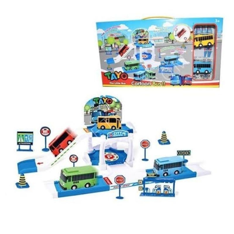 (BISA COD) MAINAN ANAK TRACK PARKING TAYO / MAINAN ANAK PARKIRAN MOBIL BUS TAYO / Mainan track carto