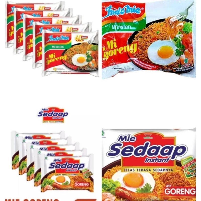 

MIE INDOMIE GORENG DAN SEDAP GORENG PAKET 5 PCS