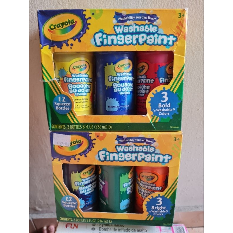 

crayola washable finger paint paints cat air violet. green. orange (random)