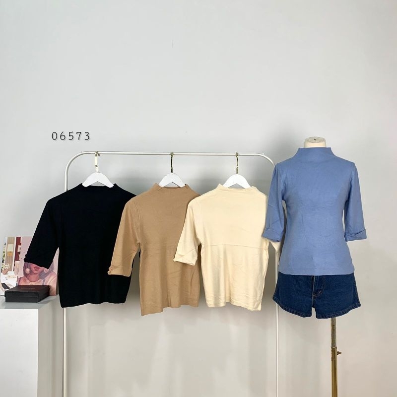 06573 Atasan Blouse Wanita Dalaman Blazer Rajut Premium Tebal/Blouse Rajut Polos Variasi Lengan Lipa