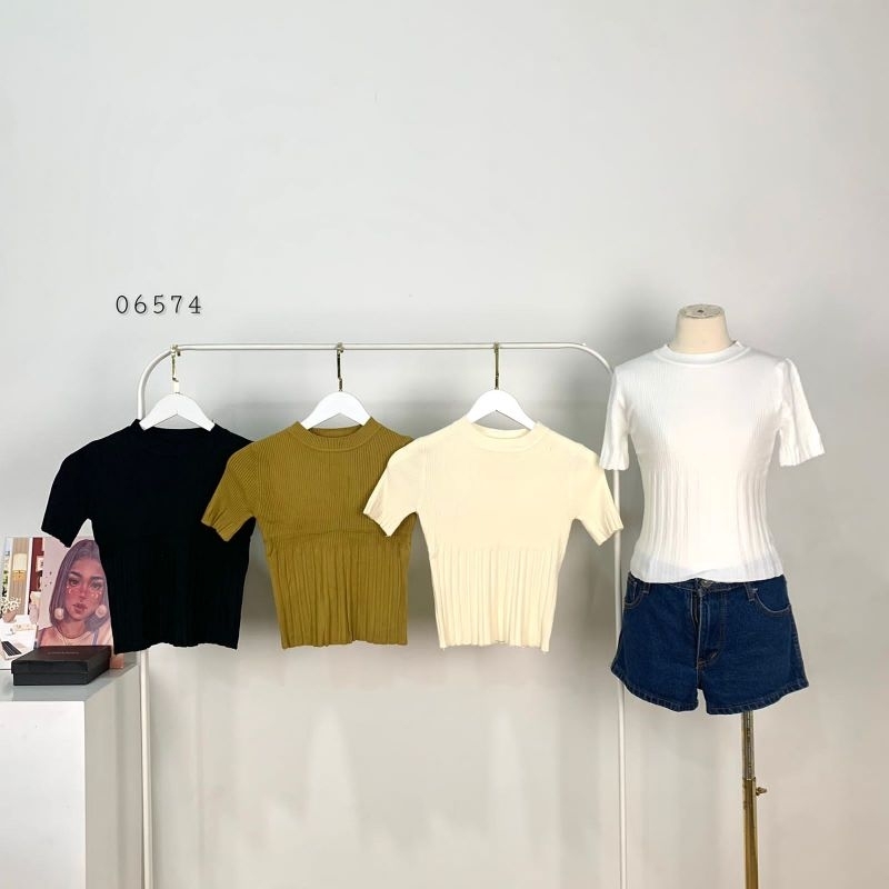 06574 Atasan Blouse Wanita Rajut Premium Dalaman Blazer Premium/Blouse Rajut Variasi Garis Timbul Ba