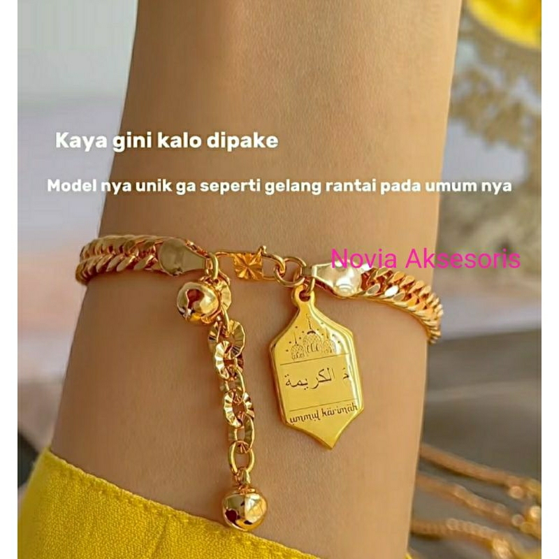 Gelang Arabic / Gelang nama font arab / Gelang Titanium wanita anti karat