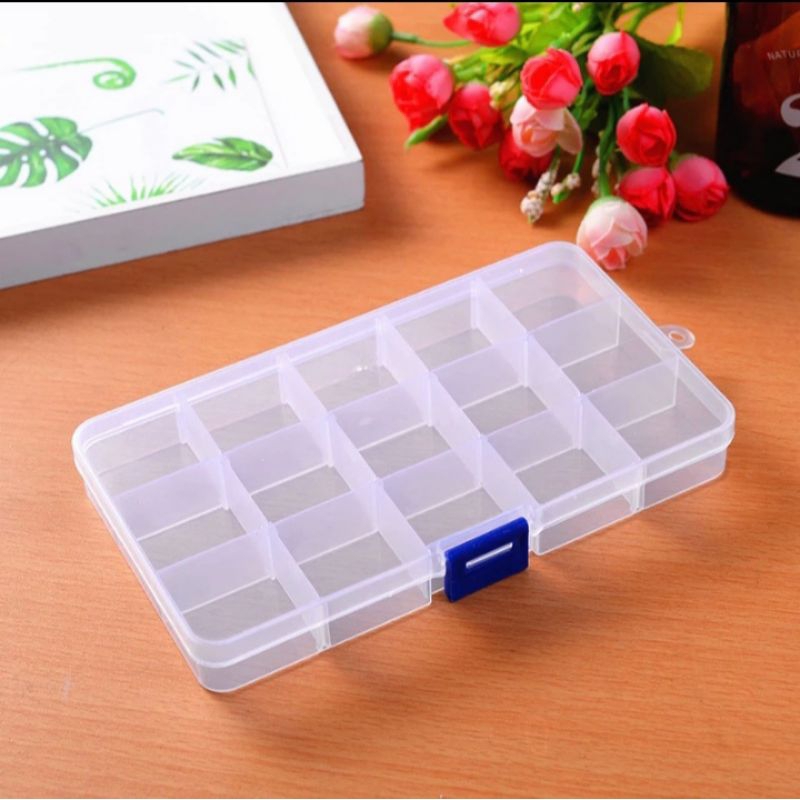 Box Plastik 15 Sekat / Box Penyimpanan Manik - Manik / Tempat Aksesoris