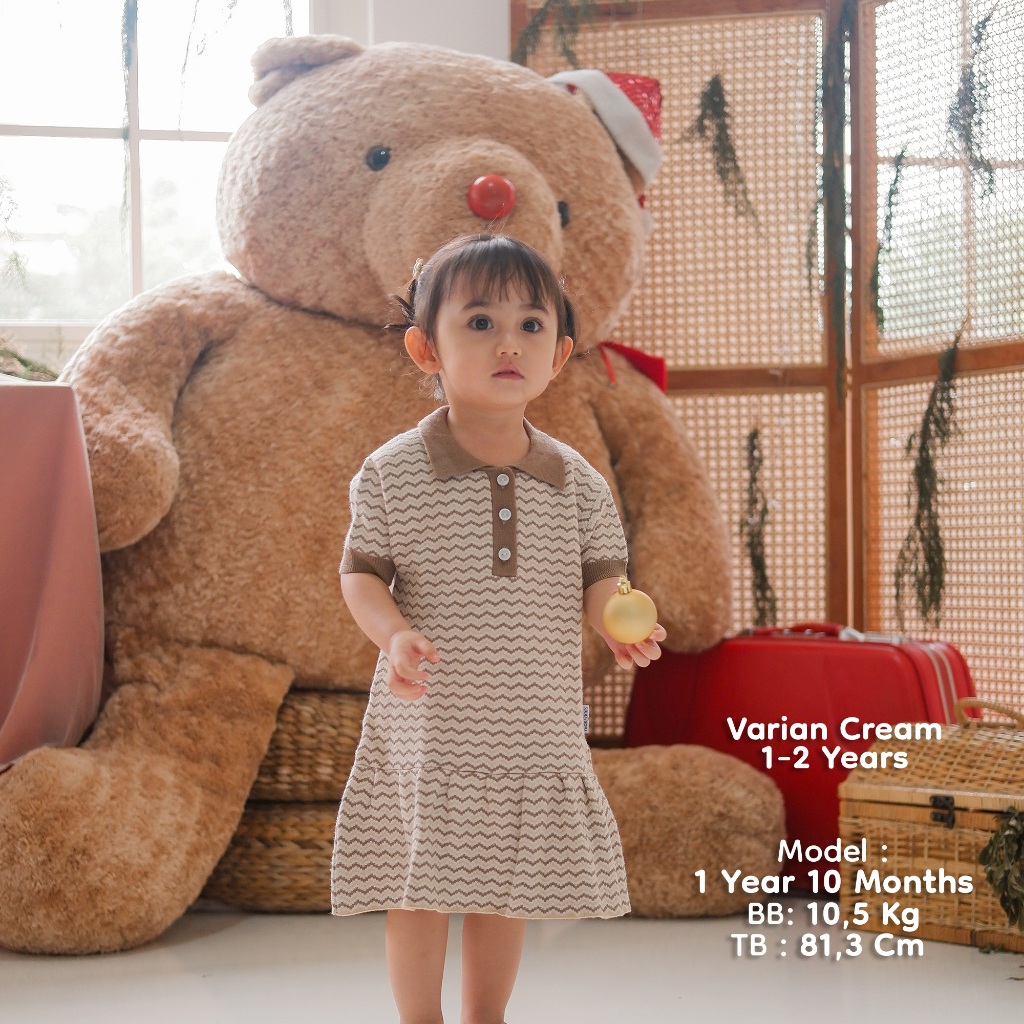 Nice Kids - Knit Polo Dress (Dress Anak Perempuan 1-6 Tahun) Terusan Anak Bayi Dress Premium Rajut Hangat