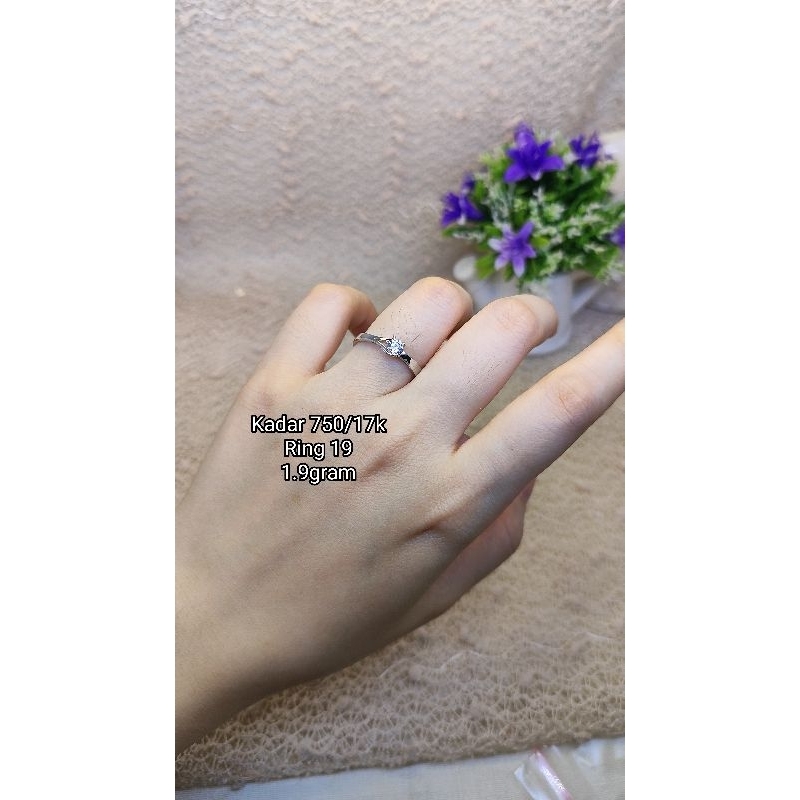 EMAS CINCIN EMAS PUTIH 750 17K CINCIN PUTIH EMAS ASLI RING BESAR RING 19