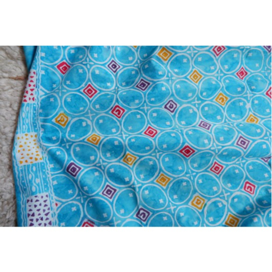 Kain Batik Cap Asli Motif Kawung Warna Biru  Turqis Smoke ( Tebal Tipis BerAsap Warna Latar ) Premiu