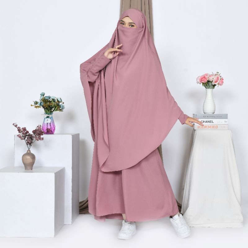 Gamis akhwat set French Khimar/gamis set FK/gamis terbaru/gamis perempuan/gamis syar'i/Gamis Akhwat 