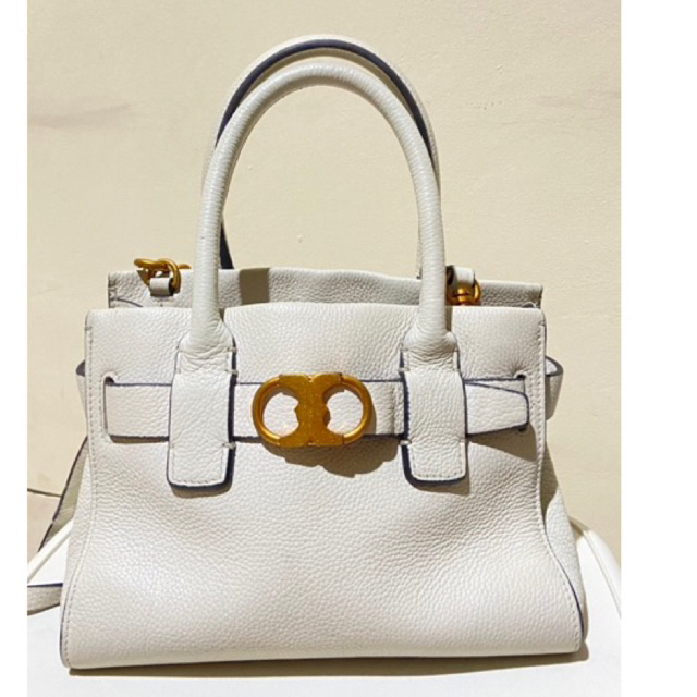 Preloved Tas Mantan Tory Burch Gemini Small Handle Bag Tortor White Putih Kulit Asli Kulas Authentic